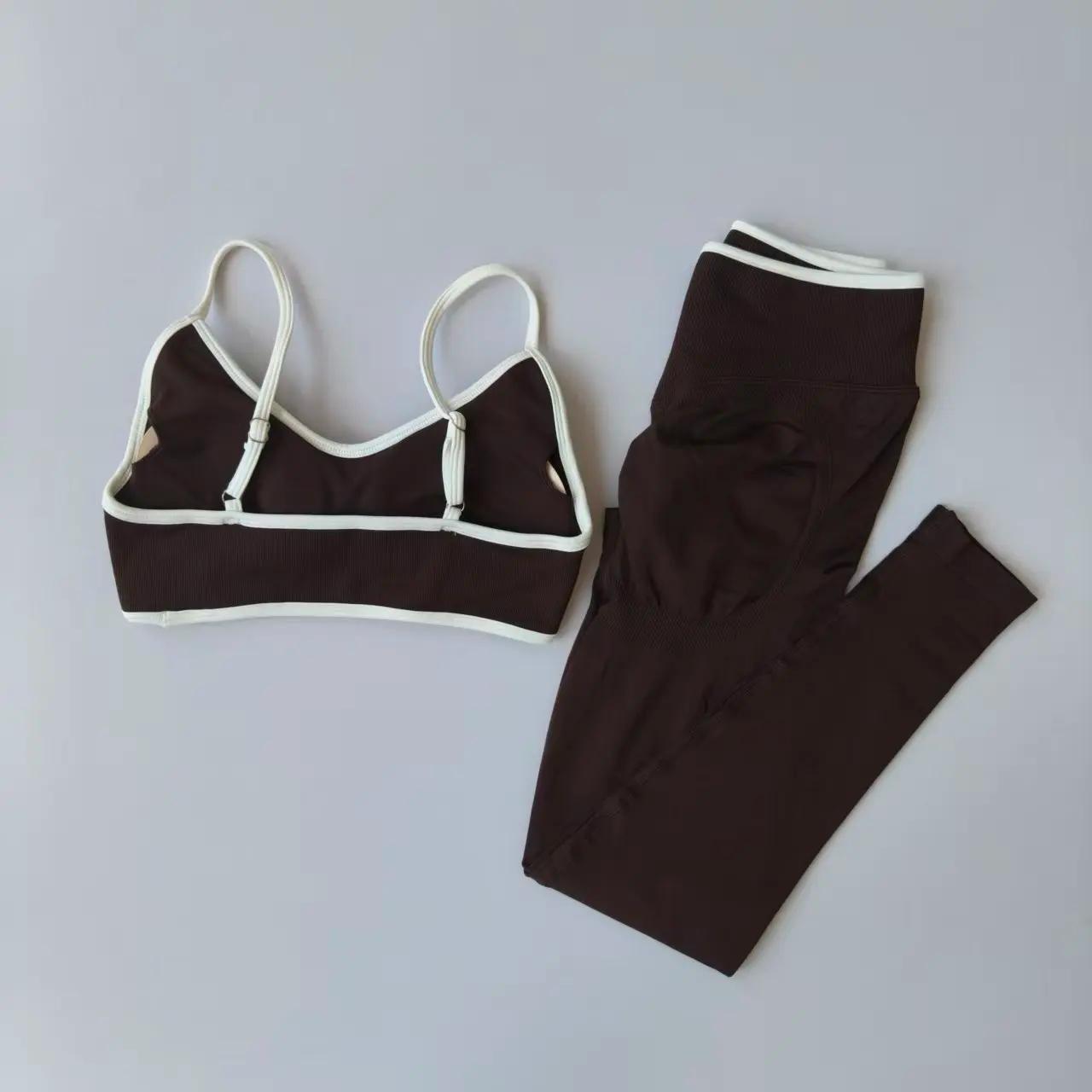 2 pièces ensemble femme sport Impact Yoga taille haute Leggings gymnastique Fitness cyclisme élastiq