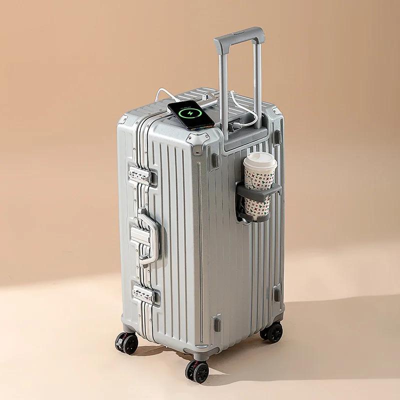 Ensemble de bagages durables de grande capacité pour hommes, valise avec chargeur USB, bagage à main