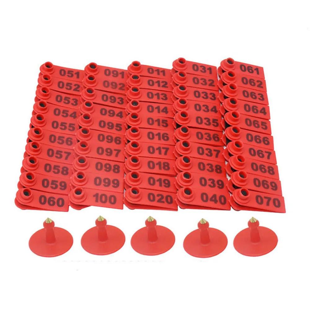 Pinces pour étiquettes d'oreille pour animaux de bétail, 100 pièces, avec numéro 001-100 et 2 broche