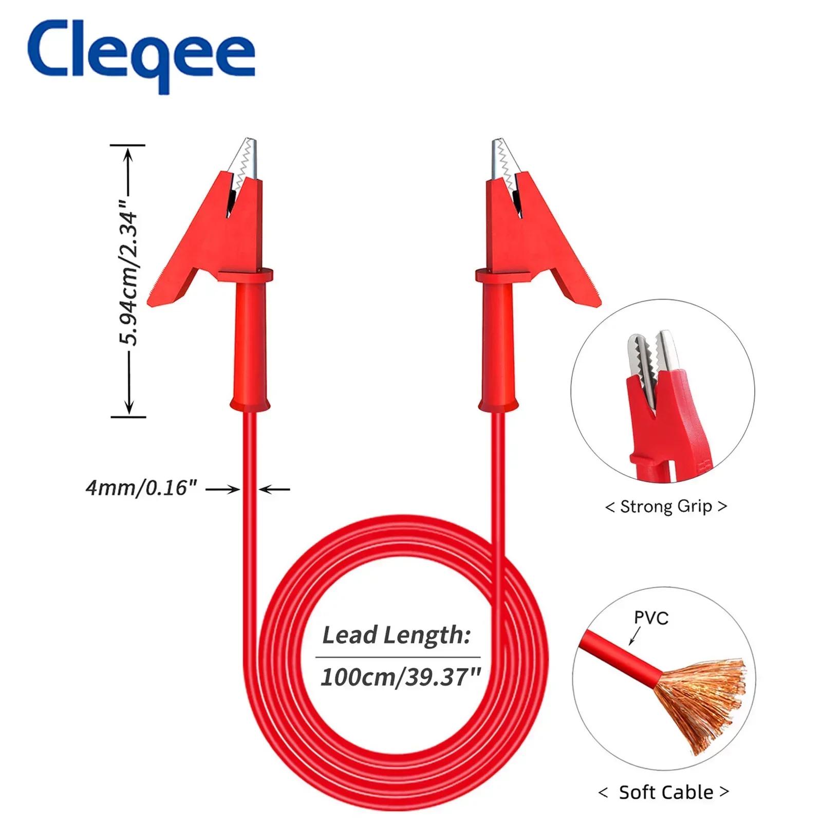 Cleqee P1024 5 pièces double pince Crocodile Test plomb pince Crocodile câble fil 1 M/2 M/3 M/5 M mu