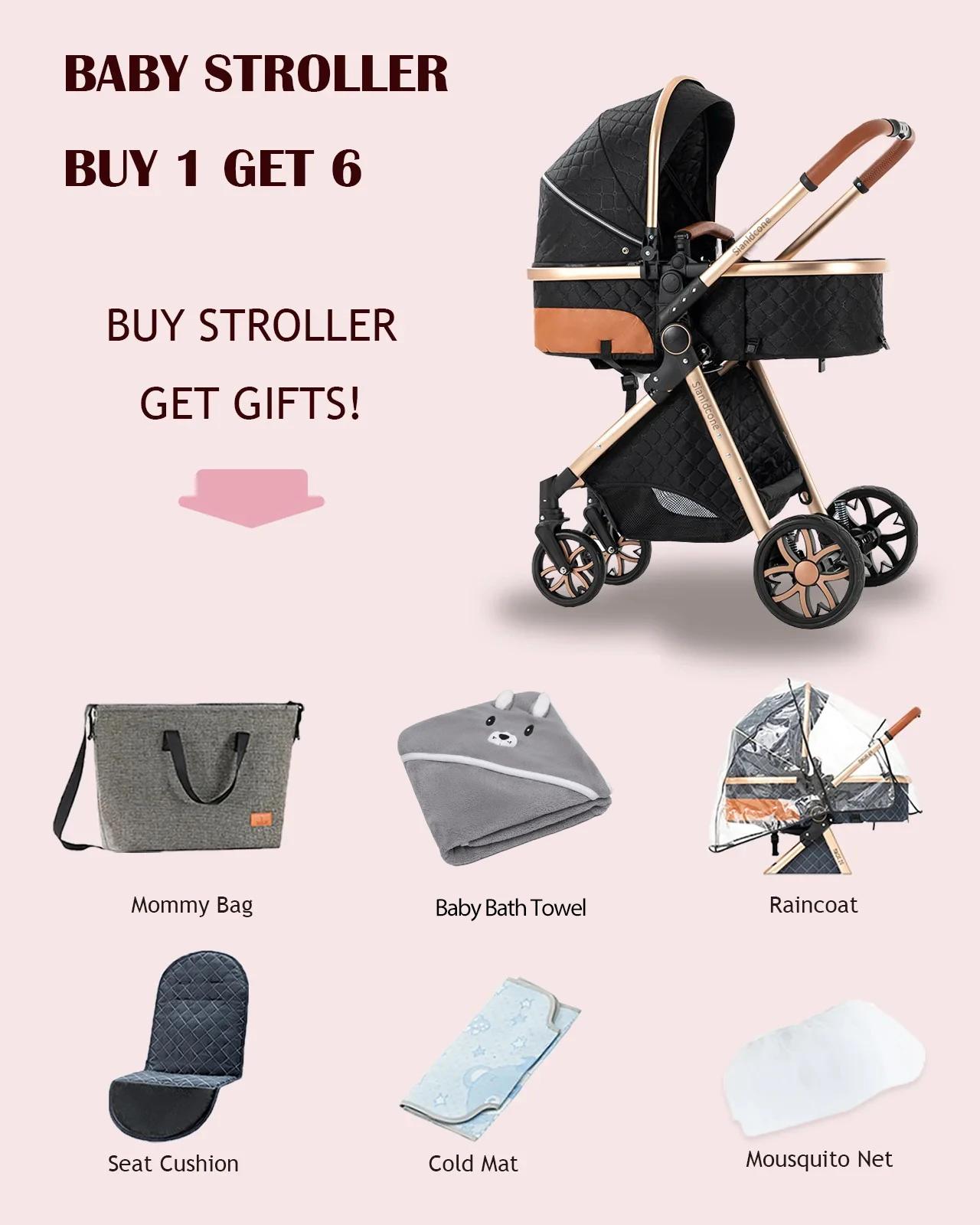 Poussette Bébé 3-en-1 Dynamique, Élégante et Fonctionnelle avec Siège Auto Sécurisé, Nacelle Confort