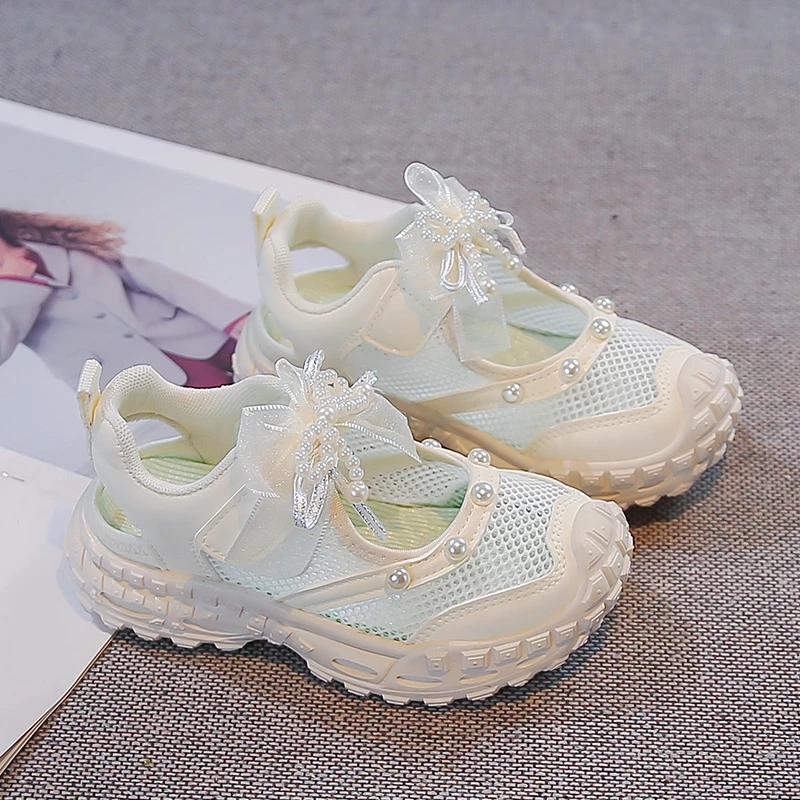 Sandales d'été pour enfants, respirantes, en maille, pour filles, antidérapantes, à la mode, style p