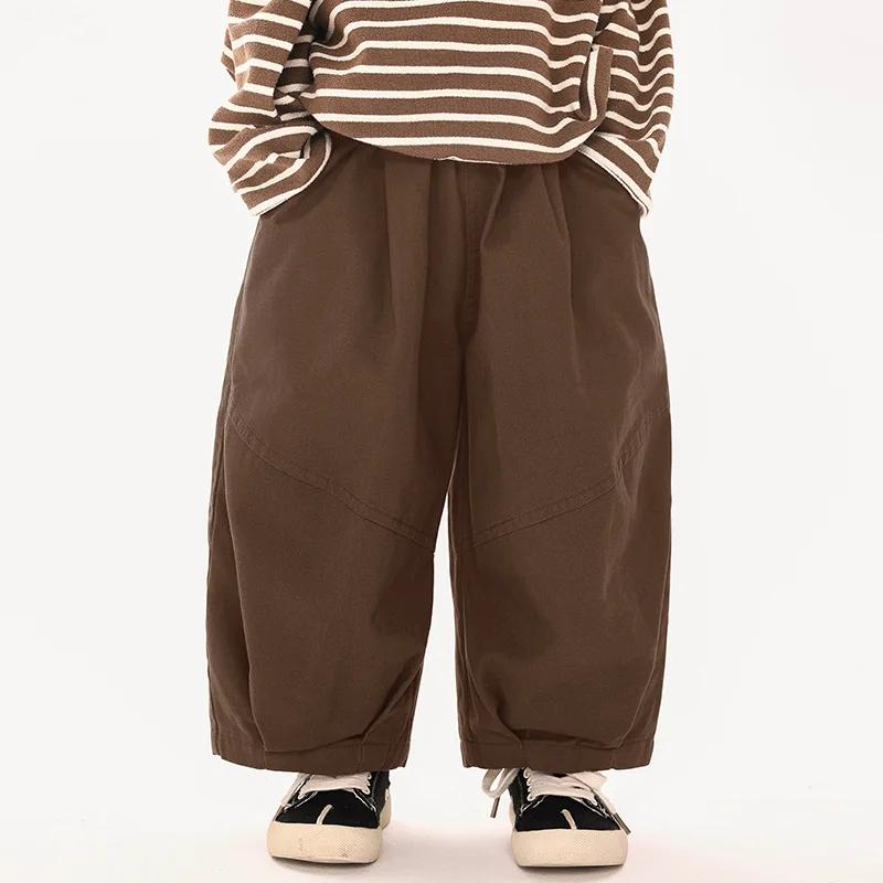 Pantalon sarouel élégant pour garçons, couleur unie, ample, en pur coton, décontracté, pour enfants