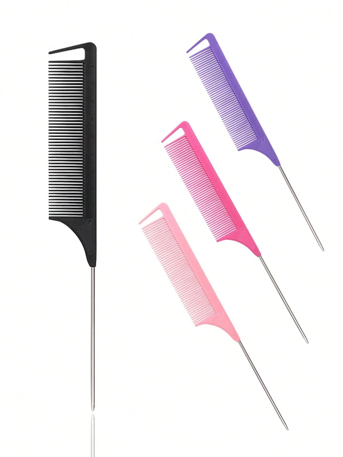 Peigne à cheveux professionnel à queue pointue en acier inoxydable, brosse à cheveux, outil de coiff