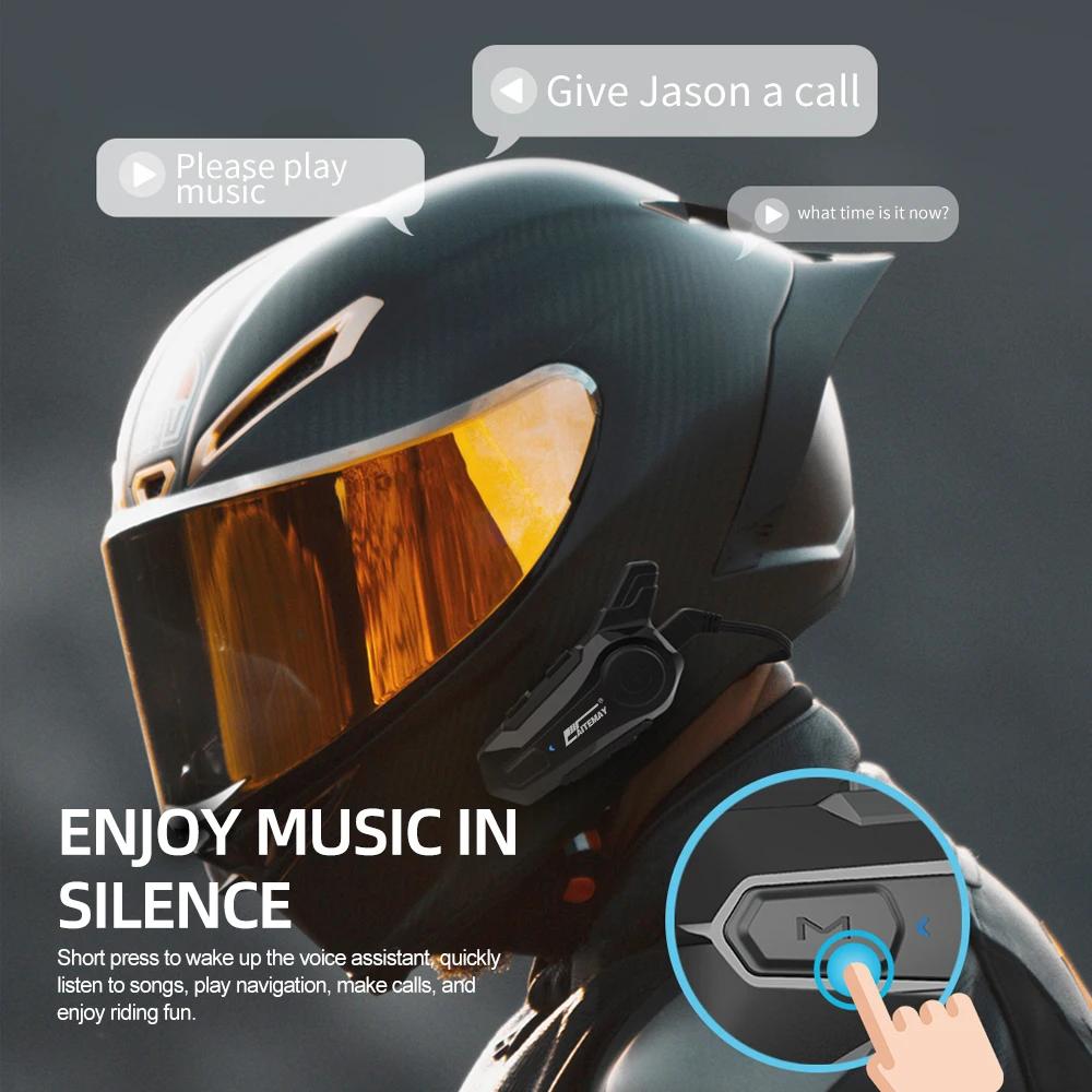 Interphone Bluetooth pour casque de Moto, casque d'écoute pour 2 motocyclistes, Interphone sans fil,