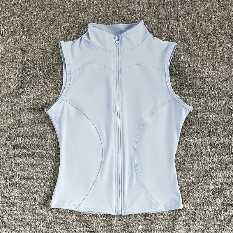 Haut de Sport sans manches pour femmes, coupe cintrée, séchage rapide, col montant élastique, vêteme