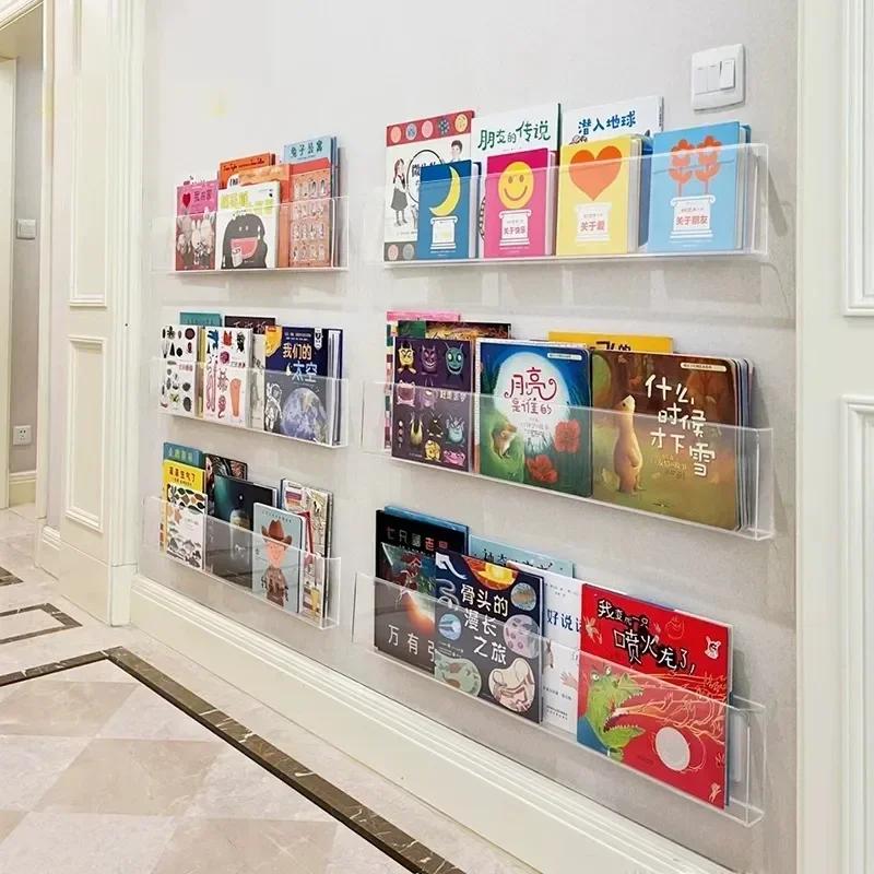 Présentoir de livres d'images en acrylique, mur pour enfants, porte-documents d'albums, lecture, ran