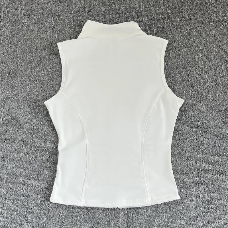 Haut de Sport sans manches pour femmes, coupe cintrée, séchage rapide, col montant élastique, vêteme