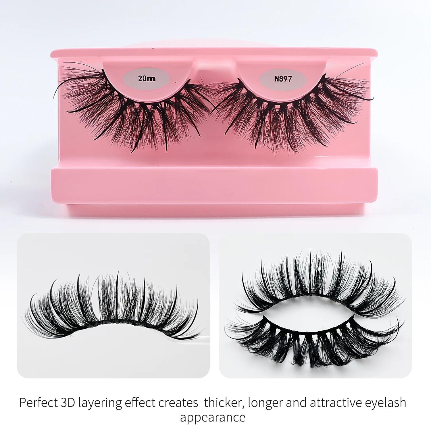REDSIREN Faux cils en vison pointes vaporeux épais naturel pleine bande cils nouveau maquillage moel