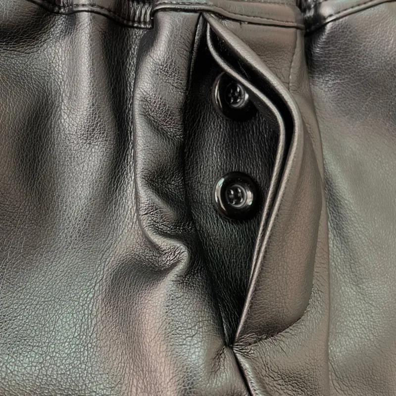 Shorts en cuir PU pour femmes HKSH 2026, style sombre RO, fente latérale, bloc de couleur, taille él
