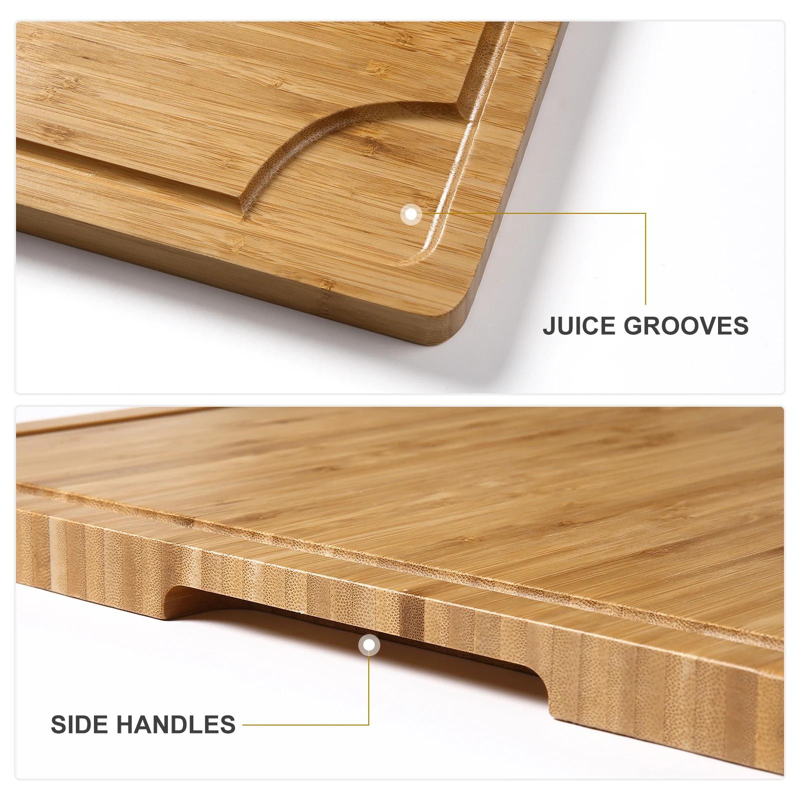 Planche à découper extra large en bois de bambou, planche à découper en bois de cuisine avec rainure