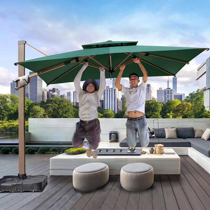Parapluie solaire en porte-à-faux robuste, Parasols, mobilier d'extérieur