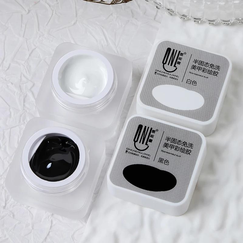 5ml Nail Art peinture UV Gel vernis noir blanc couleurs 3D fleur dessin tremper LED peinture Liner C