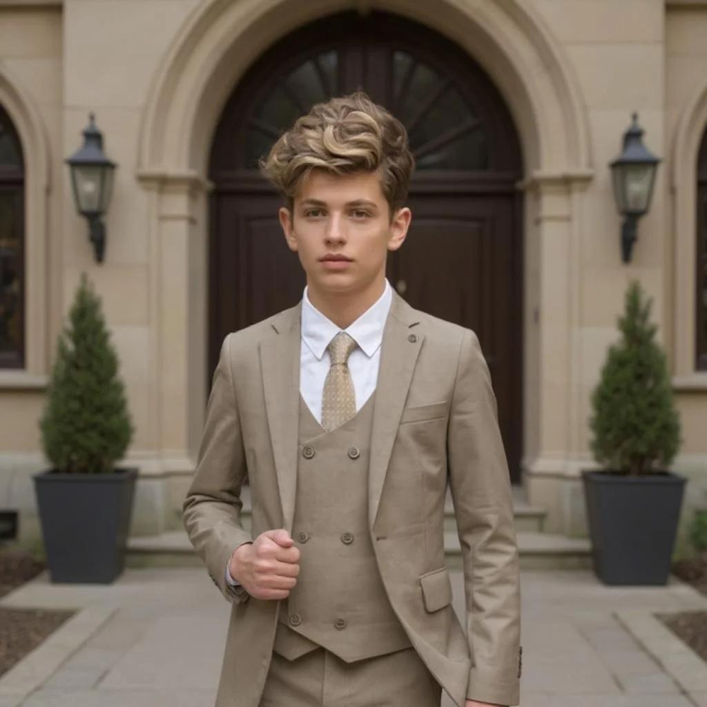Costume pour garçons, smoking de mariage formel, Blazer à revers, pantalon, gilet, coupe cintrée, en