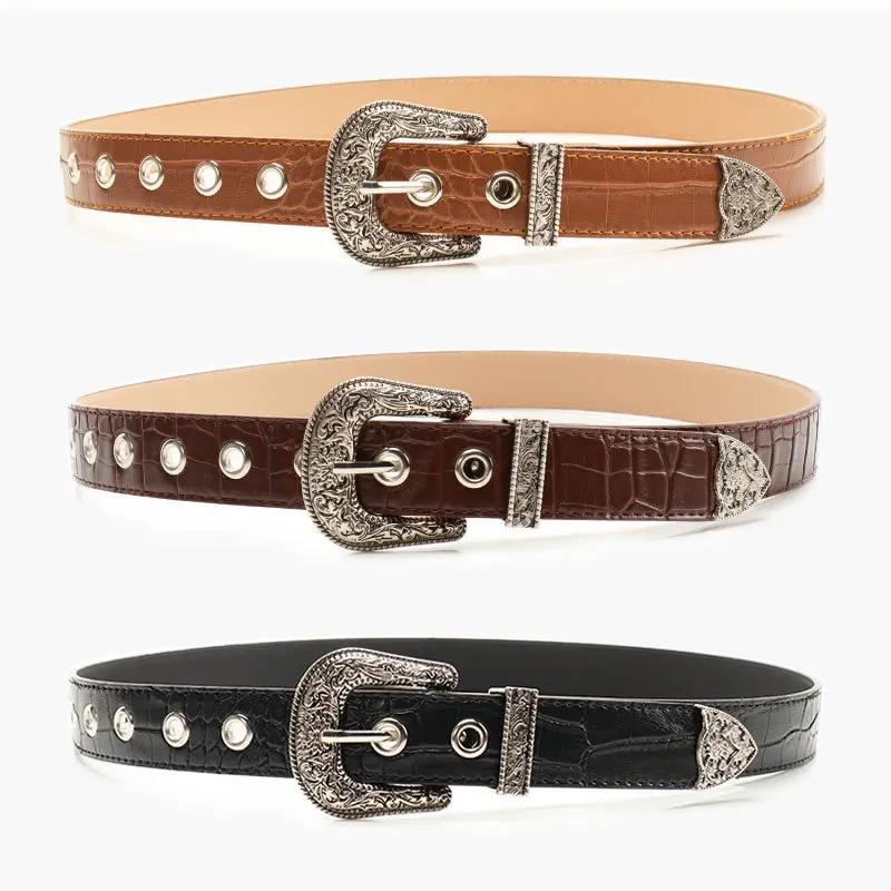 Ceinture gothique rétro noire pour femmes, accessoires pour jeans décontractés, Hip Hop Y2k, boucle
