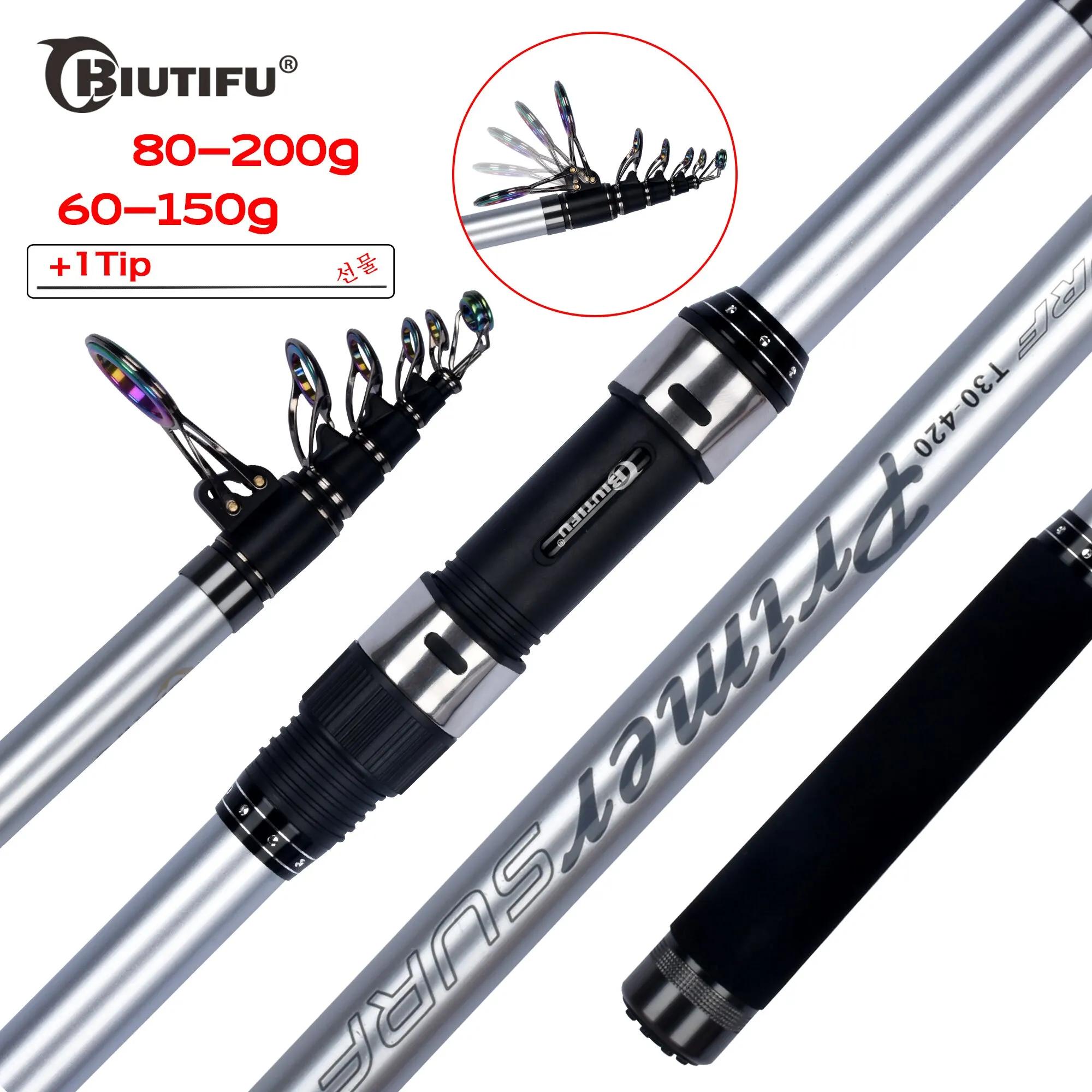 BIUTIFU canne à pêche télescopique Surf one-two 3.9/4.2/4.5/5.0/5.3m 30T puissance de filature en ca