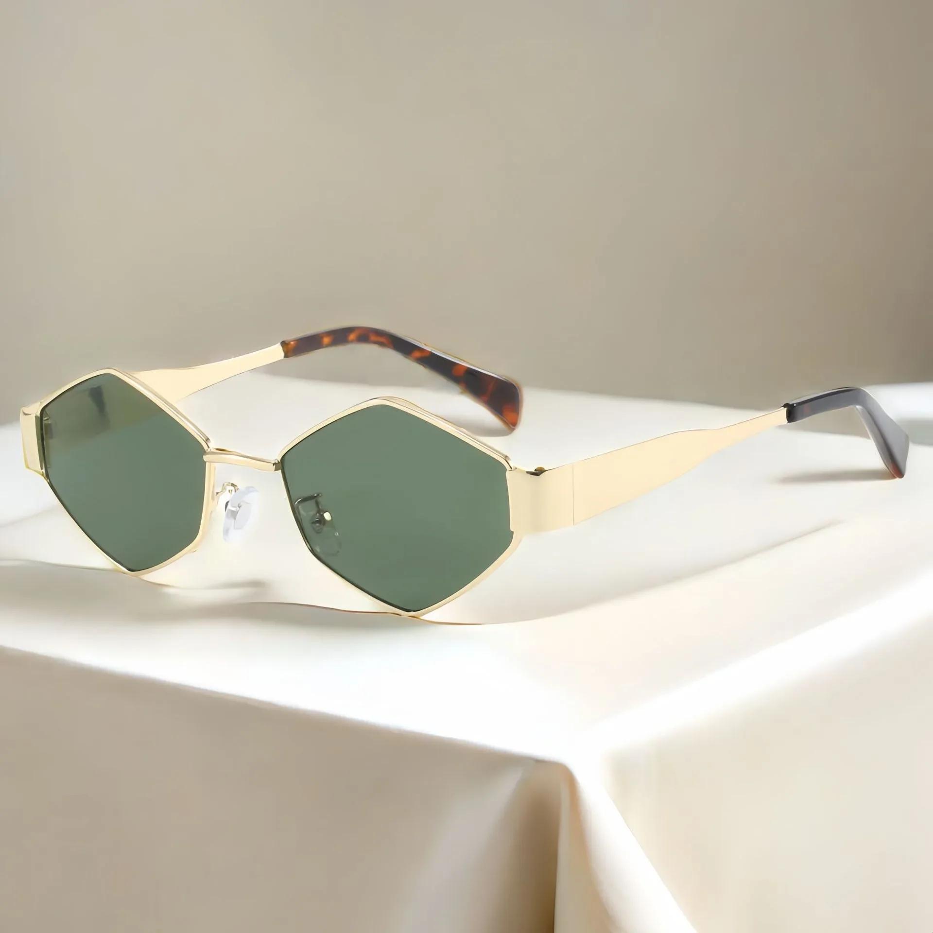 Lunettes de soleil hexagonales pour femmes et hommes, Design de marque de luxe, polygone Unique, Vin