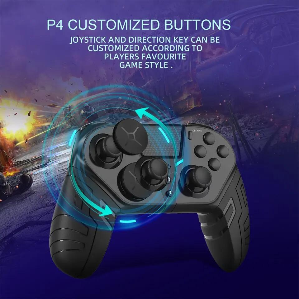 Manette de jeu sans fil Bluetooth à double Vibration, fonction Turbo Programmable pour Console PS4,