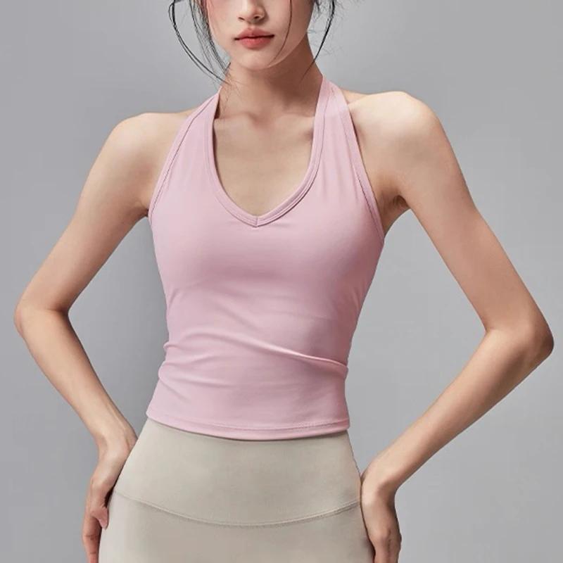 Gilet de sport de Yoga pour femmes, col en v, Design suspendu au dos, course en plein air, entraînem