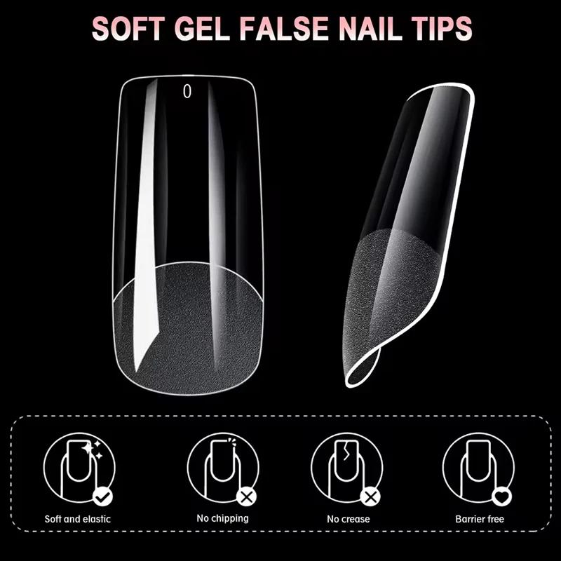600 Couverture complète demi-givré faux ongles conseils carré français faux tremper Gel ongles Exten