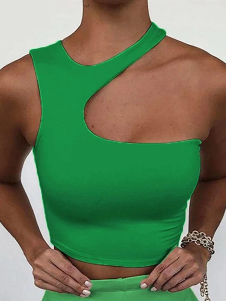 Débardeur court Sexy pour femmes, épaules dénudées, couleur unie, slim, Sport, court, débardeur irré