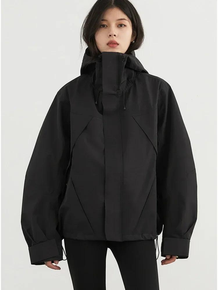 CHIC VEN-Veste de dehors à Capuche pour Femme, Manteau Court, Coupe-Vent, Solide, Extérieur, Automne