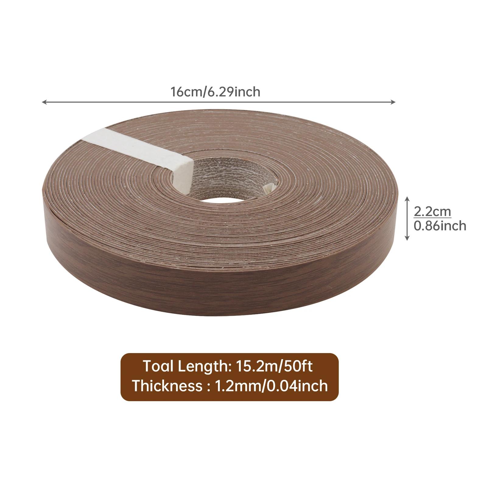 Bordure adhésive thermofusible en PVC, grain de bois foncé, 3M 7.6M 15.2M, bordure de placage pré-co