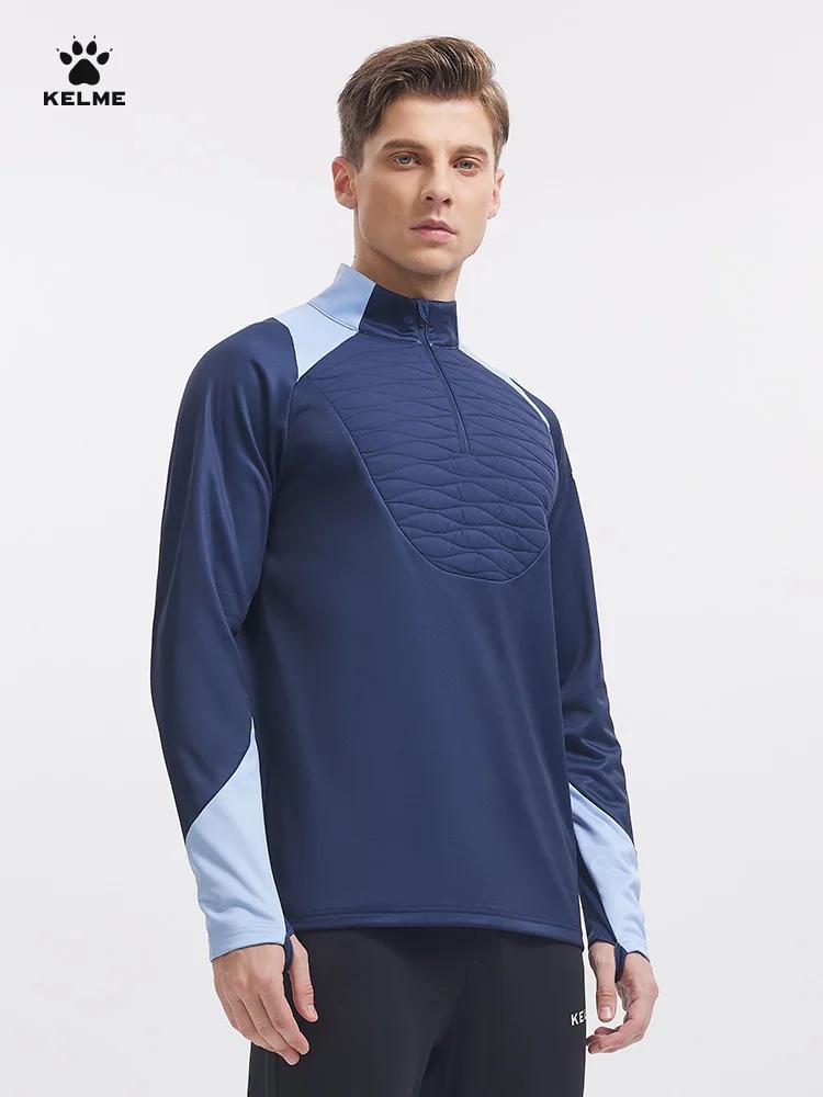 Kelme homme Football entraînement demi pull zippé matelassé sport contraste couleur pull