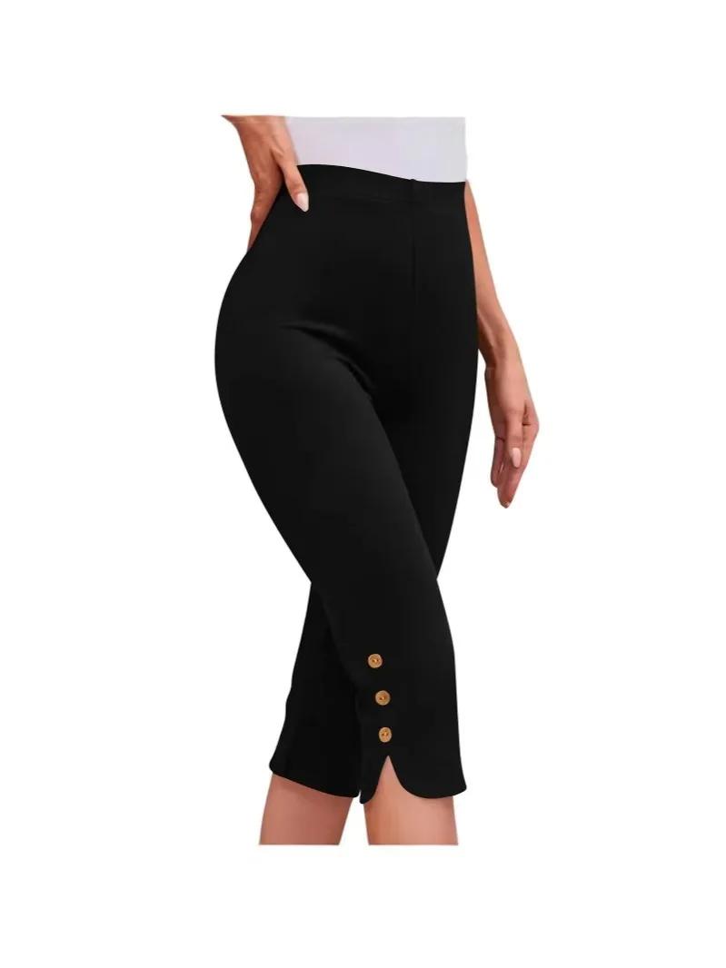 Pantalon élastique taille haute à sept pieds pour femme, mi-mollet, couche de Base, vêtements avec d