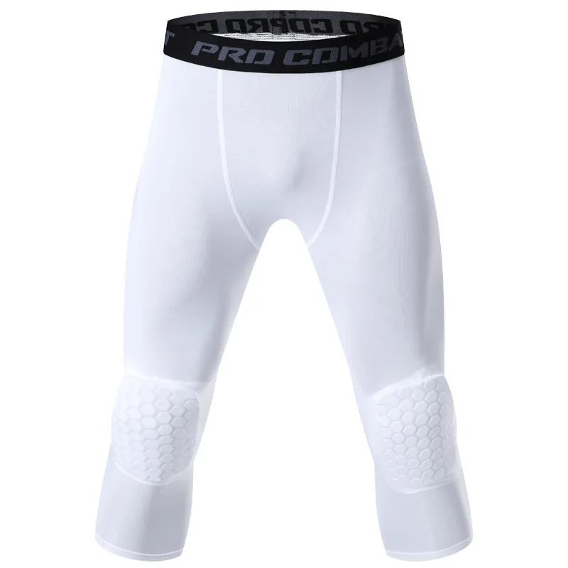 Genouillères nid d'abeille hommes protection basket - Leggings compression 3/4 anti-collision sport