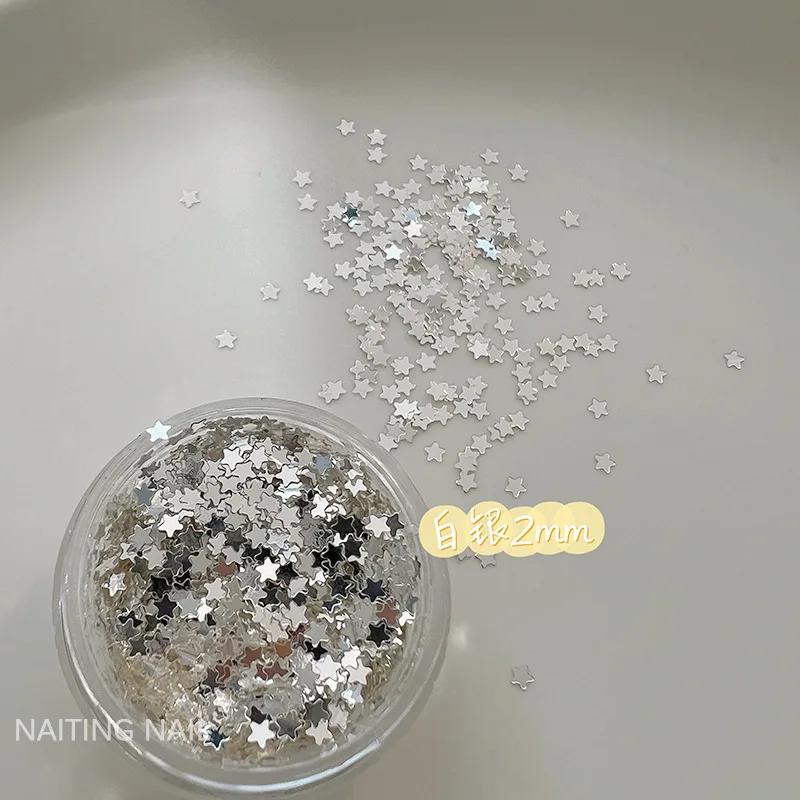 Mini étoile à paillettes pour ongles, 2mm, bonbons colorés, couleurs mélangées, feuille fine or arge