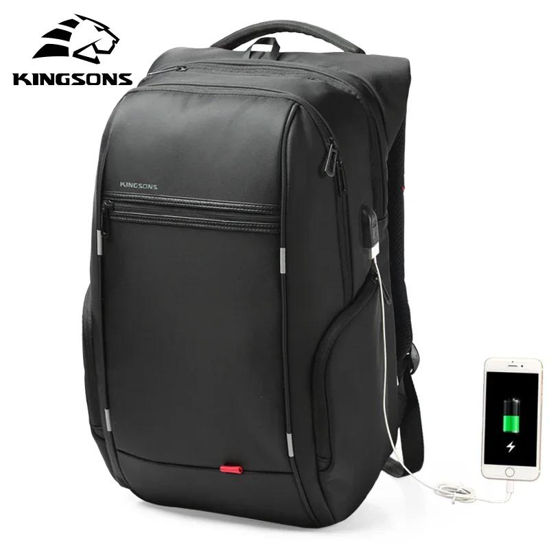 Kingsons-Sac à dos étanche pour homme et femme, avec chargeur USB, pour l'école, antivol, pour ordin