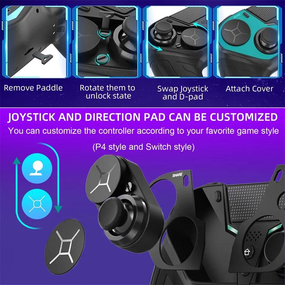 Manette de jeu sans fil Bluetooth à double Vibration, fonction Turbo Programmable pour Console PS4,