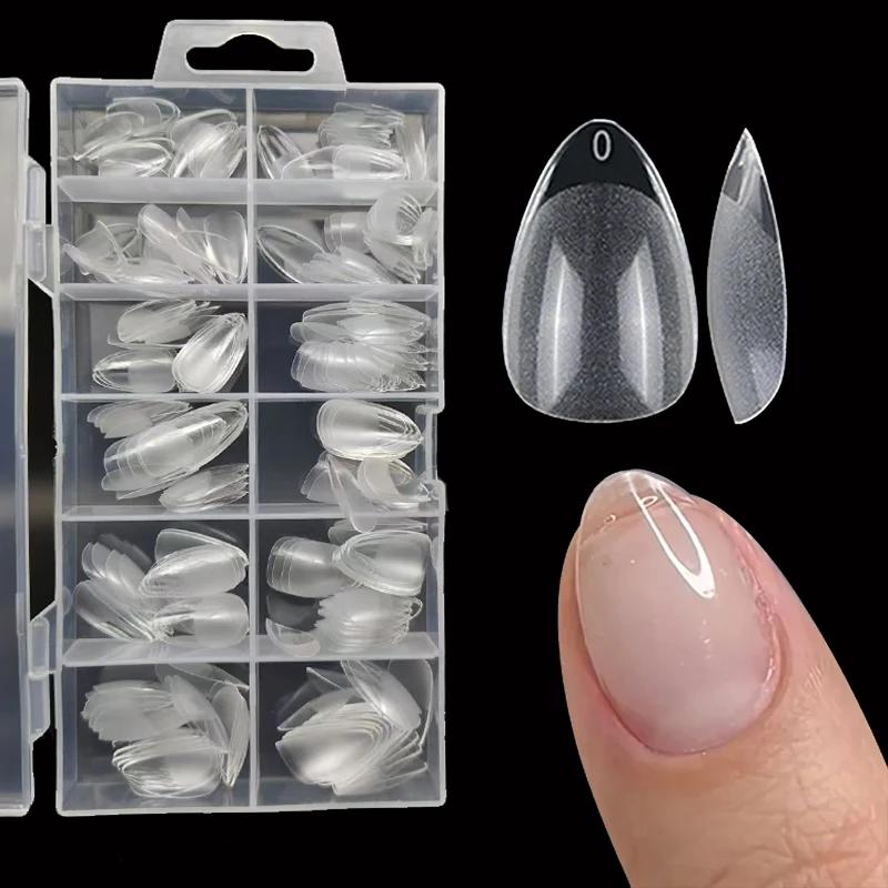 Faux ongles en amande, couverture complète, gel souple, extension artificielle, parfait pour lit d'o
