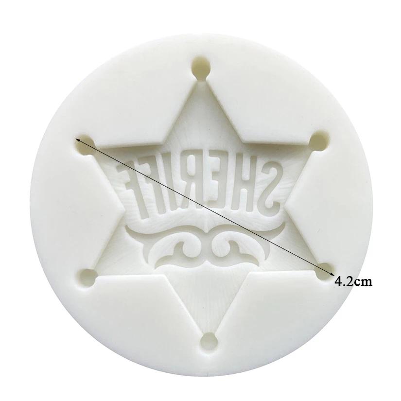 Moule de pâtisserie en Silicone pour cupcakes chocolat, Badge de Sheriff, outils en résine, outils d
