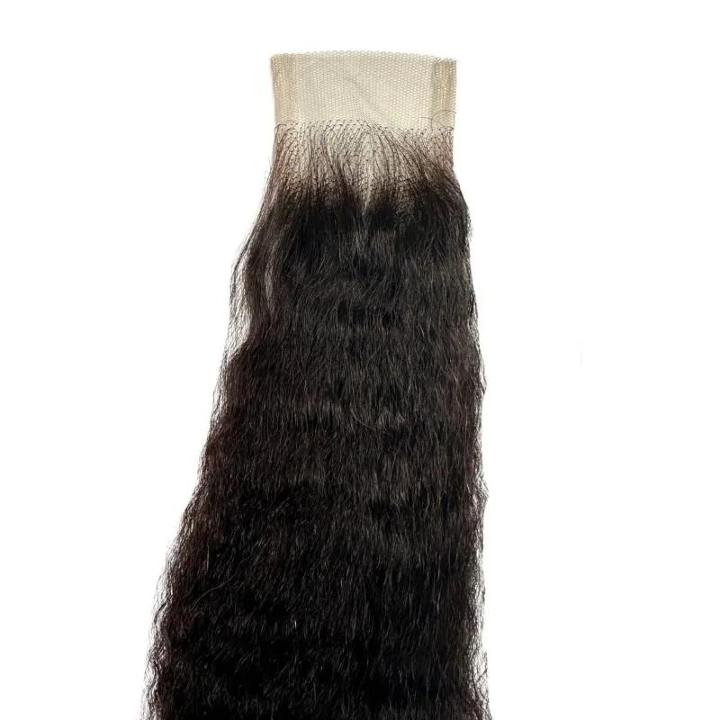 Perruque Lace Closure naturelle crépue lisse, 12-22 pouces, 2x6, dentelle suisse transparente, pre-p