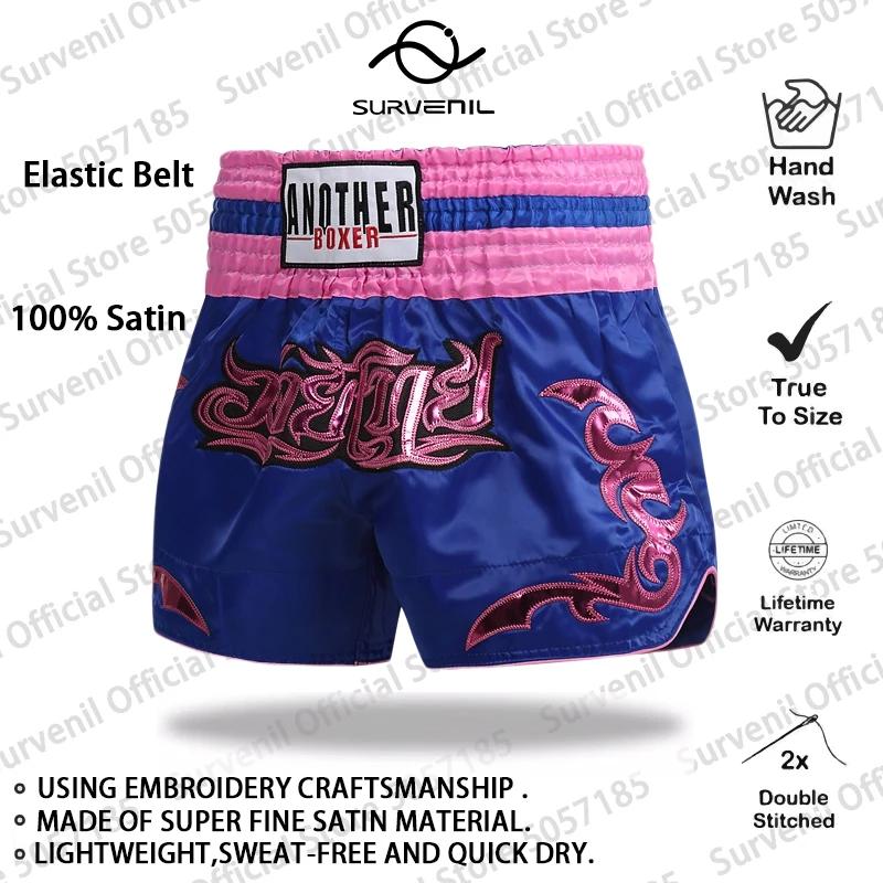 Muay Thai pantalon broderie short de boxe femmes hommes Satin combat Kickboxing maillot d'entraîneme