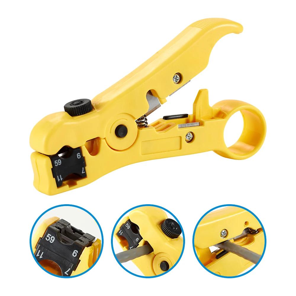RG6 RG59 RG7 RG11 Kit d'outils de sertissage de dénudeur de fil ensemble de pinces à sertir de câble