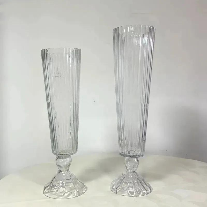 Bougeoirs sur pied en verre de table en cristal de 70cm de haut, 4 à 10 pièces, grands candélabres e