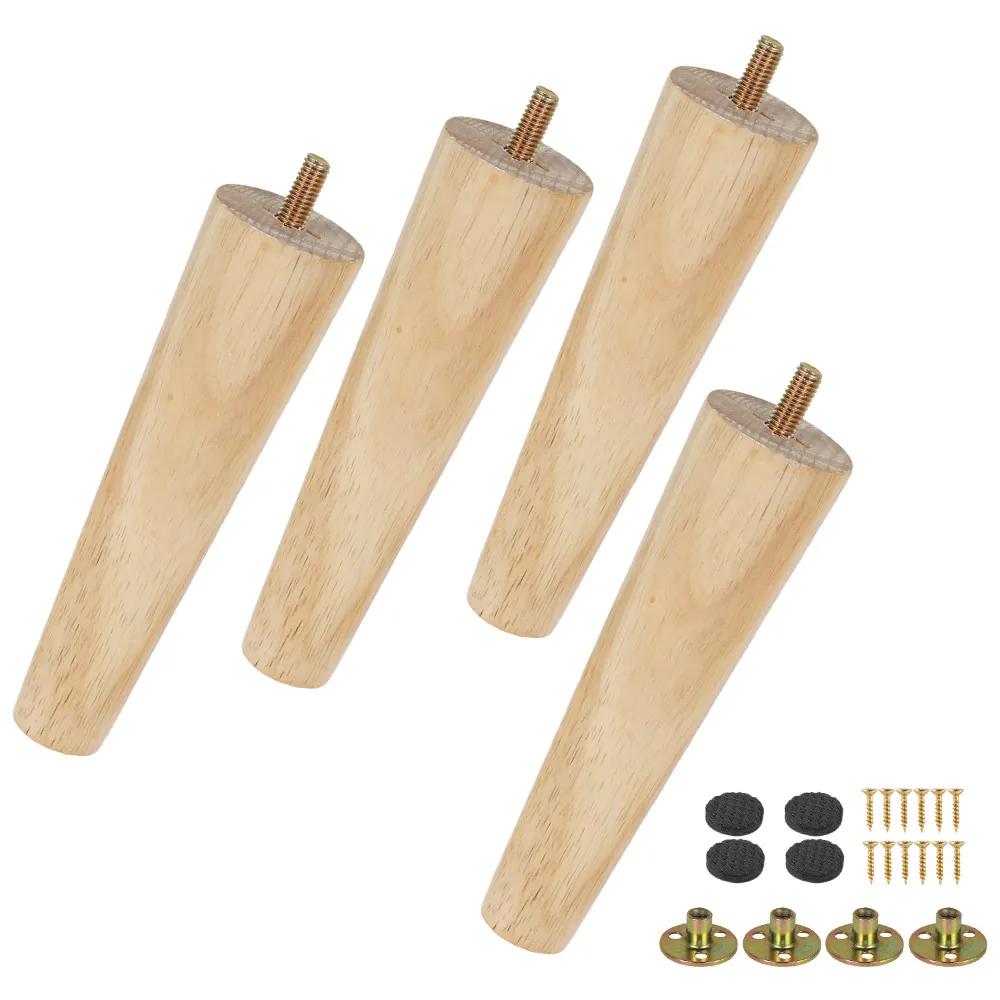 4 ensembles de pieds de meubles en bois massif, Kit de pieds de Table droits obliques, pieds de chai