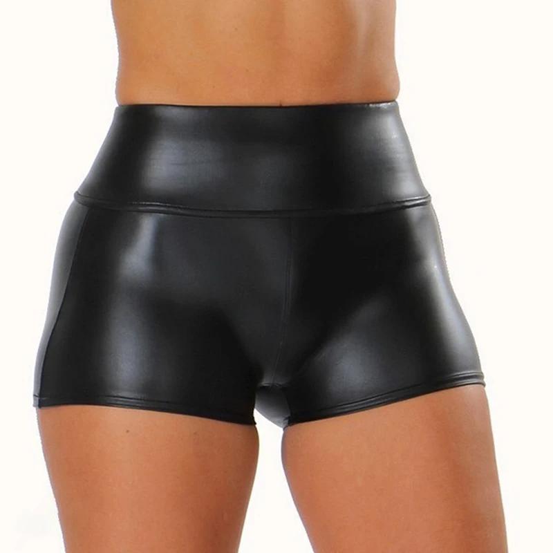 Short en cuir femmes taille haute moulante Push Up noir court Joggers sport Fitness femmes Sexy minc