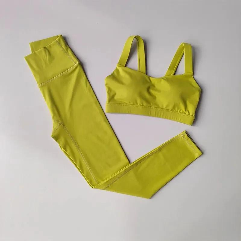 Soutien-gorge de yoga sans coutures femme - Ensemble sportif avec leggings taille haute fitness