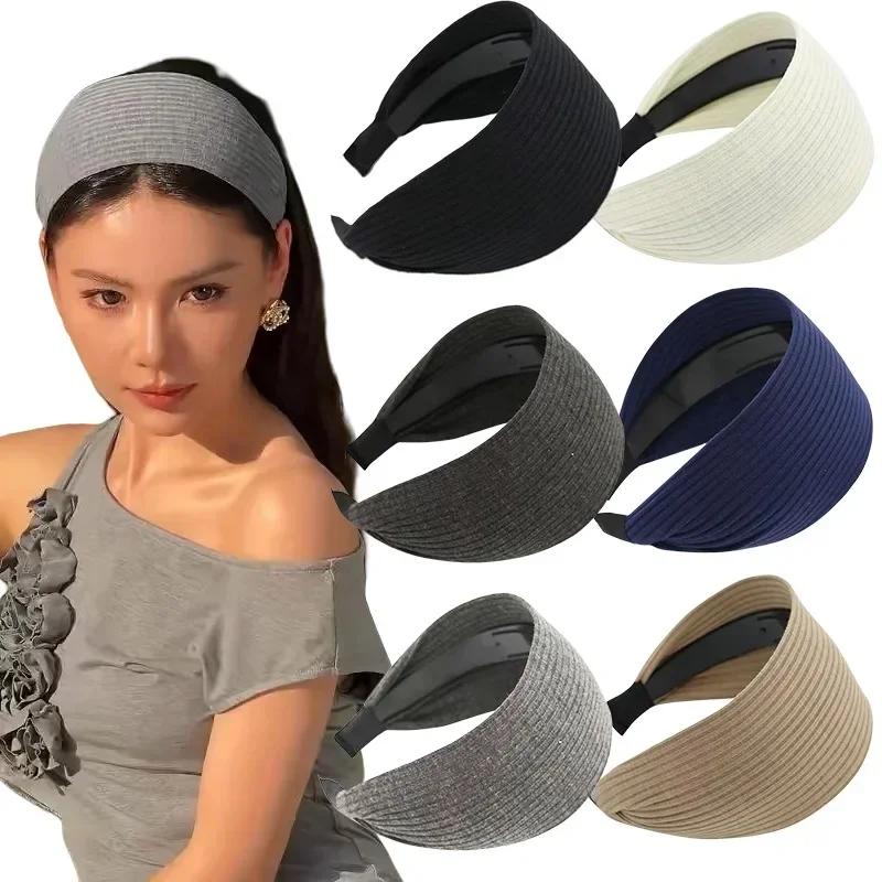 Nouveau doux large tricot coton bandeaux pour femmes filles coréen neutre solide Turban avec dents b
