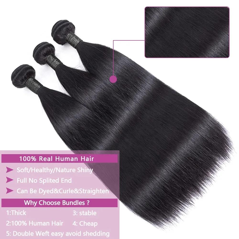Queenlike 38 40 pouces paquets de cheveux humains droits 12A cheveux bruts brésiliens 1/3/4 paquets