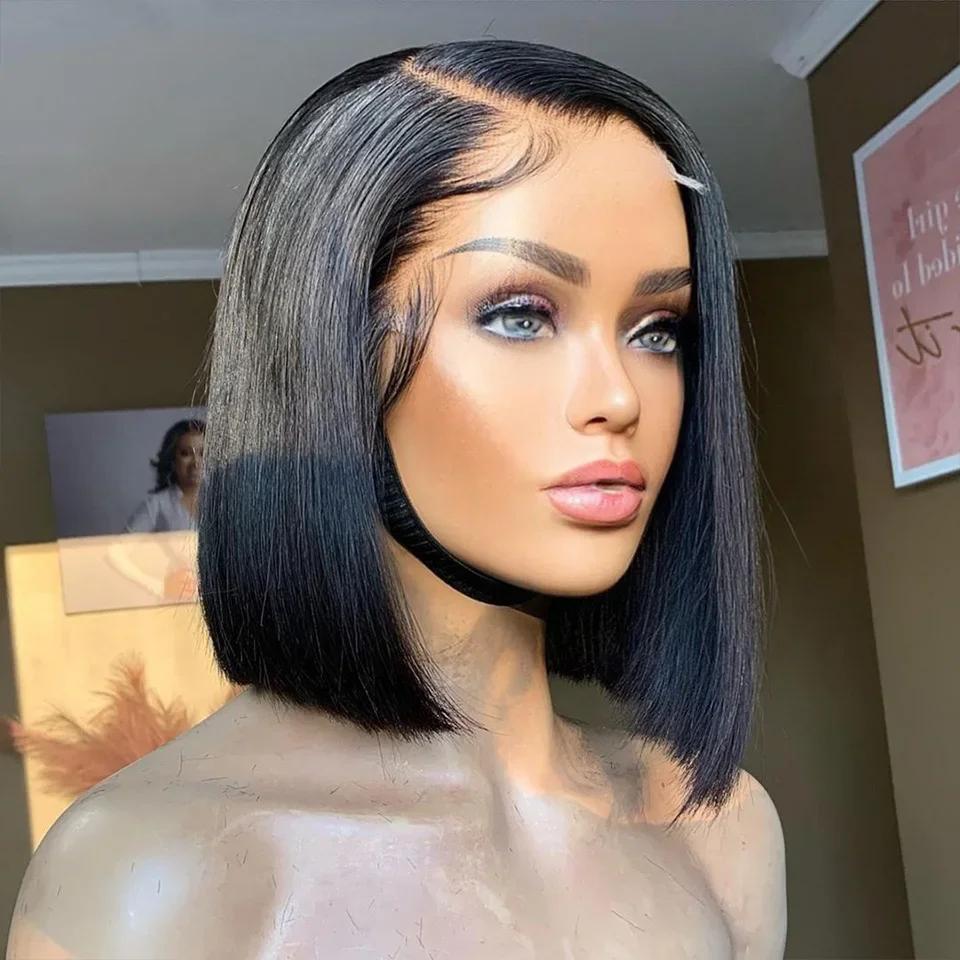 Perruques de cheveux humains brésiliens pré-plumés pour femmes, partie latérale, perruque Bob, docum