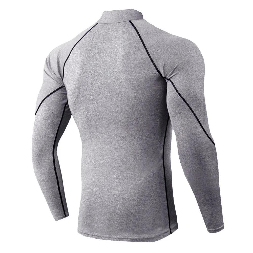 Hommes course T-Shirt séchage rapide musculation Sport chemise à manches longues haut de Compression