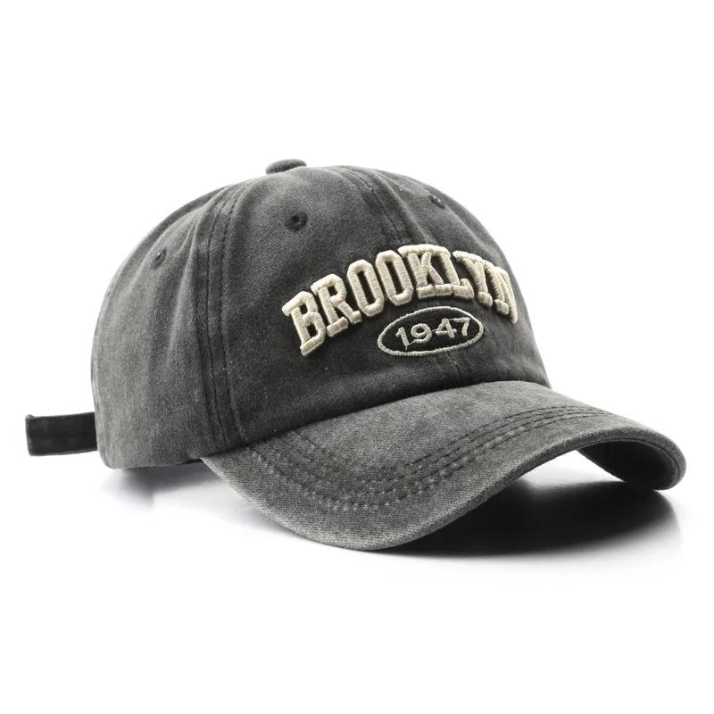 Rétro brooklyn lettre broderie casquettes de Baseball printemps été hommes femmes coton réglable cha