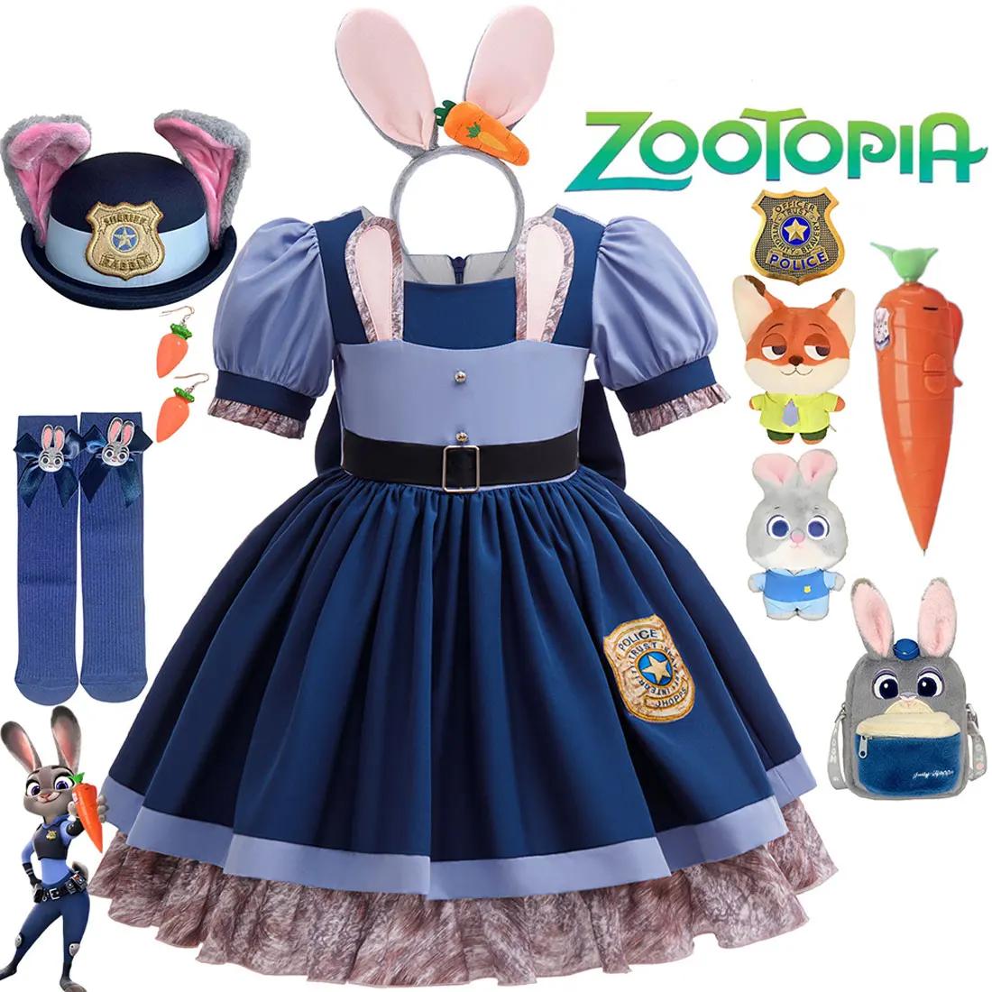 Costume de jeu de rôle Judy Hopps, uniforme d'officier lapin, pour bébé fille, inspiré du nouveau fi