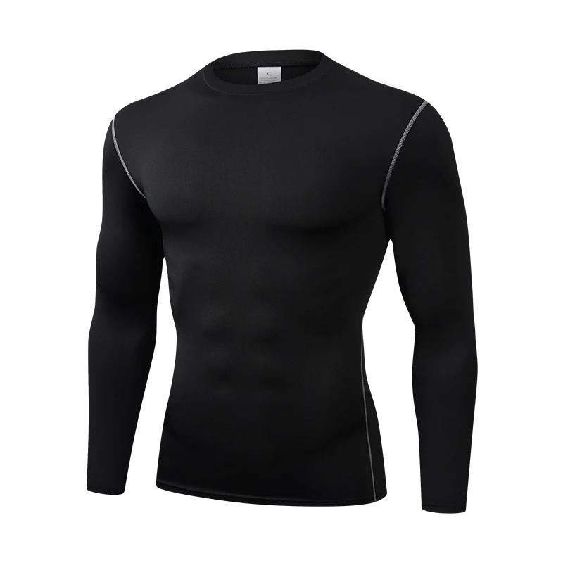 T-shirt de sport à manches longues pour hommes, coupe ajustée, absorbant la sueur, respirant, combin