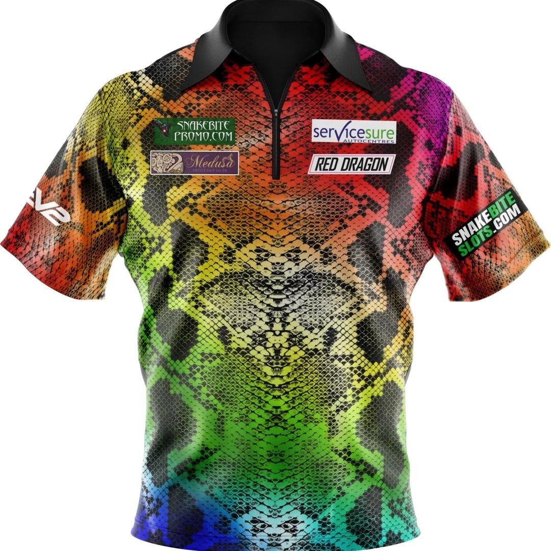 Peter Wright RedYellow Snakebite Polo Shirt réplique Darts Polo Shirt Sports T-shirt pour hommes Vêt